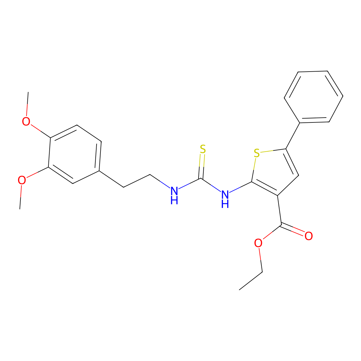Ethyl 2-({[2-(3,4-dimethoxyphenyl)ethyl]carbamothioyl}amino)-5-phenylthiophene-3-carboxylate molecular structure, CAS 590352-50-4