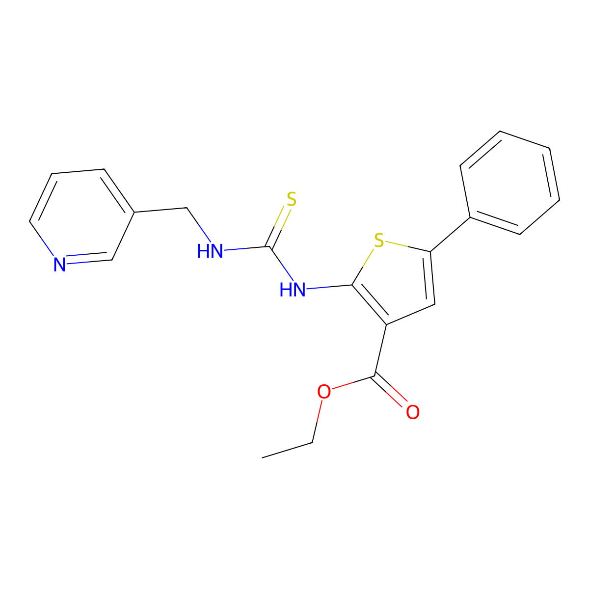Ethyl 5-phenyl-2-(pyridin-3-ylmethylcarbamothioylamino)thiophene-3-carboxylate molecular structure, CAS 590352-53-7