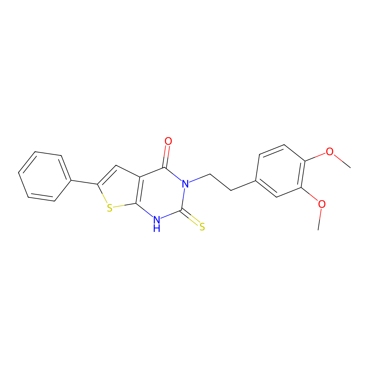 3-[2-(3,4-Dimethoxyphenyl)ethyl]-6-phenyl-2-sulfanyl-3H,4H-thieno[2,3-d]pyrimidin-4-one molecular structure, CAS 590352-93-5