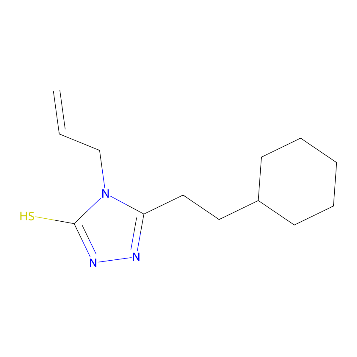 4-allyl-5-(2-cyclohexylethyl)-4H-1,2,4-triazole-3-thiol molecular structure, CAS 590353-10-9