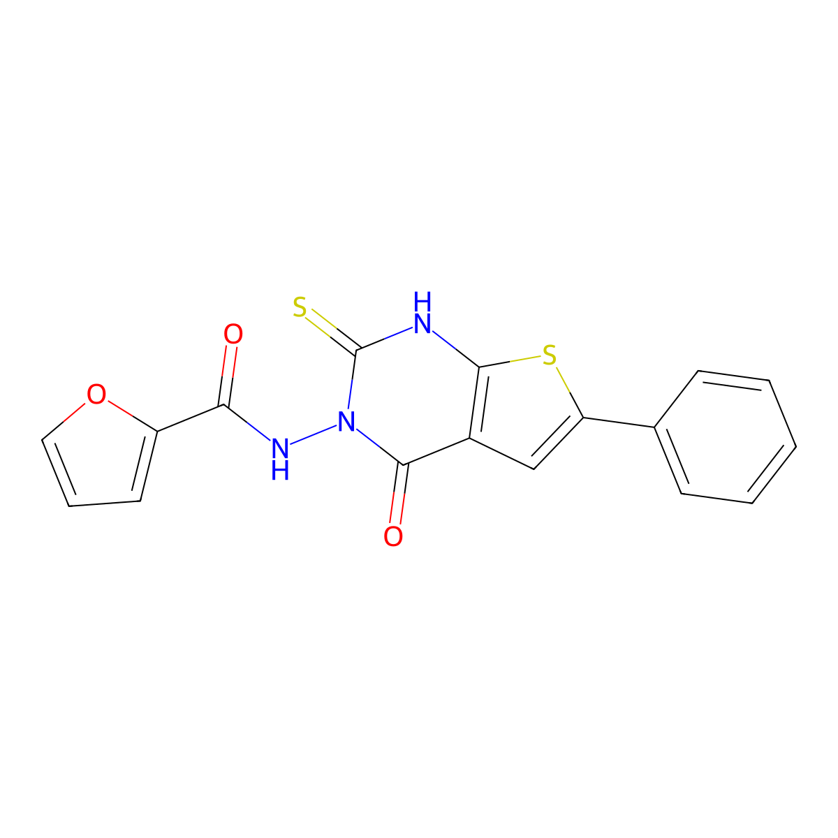 N-(4-oxo-6-phenyl-2-sulfanylthieno[2,3-d]pyrimidin-3(4H)-yl)furan-2-carboxamide molecular structure, CAS 590353-11-0