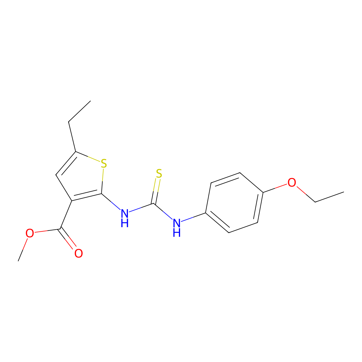 Methyl 2-{[(4-ethoxyphenyl)carbamothioyl]amino}-5-ethylthiophene-3-carboxylate molecular structure, CAS 590354-05-5