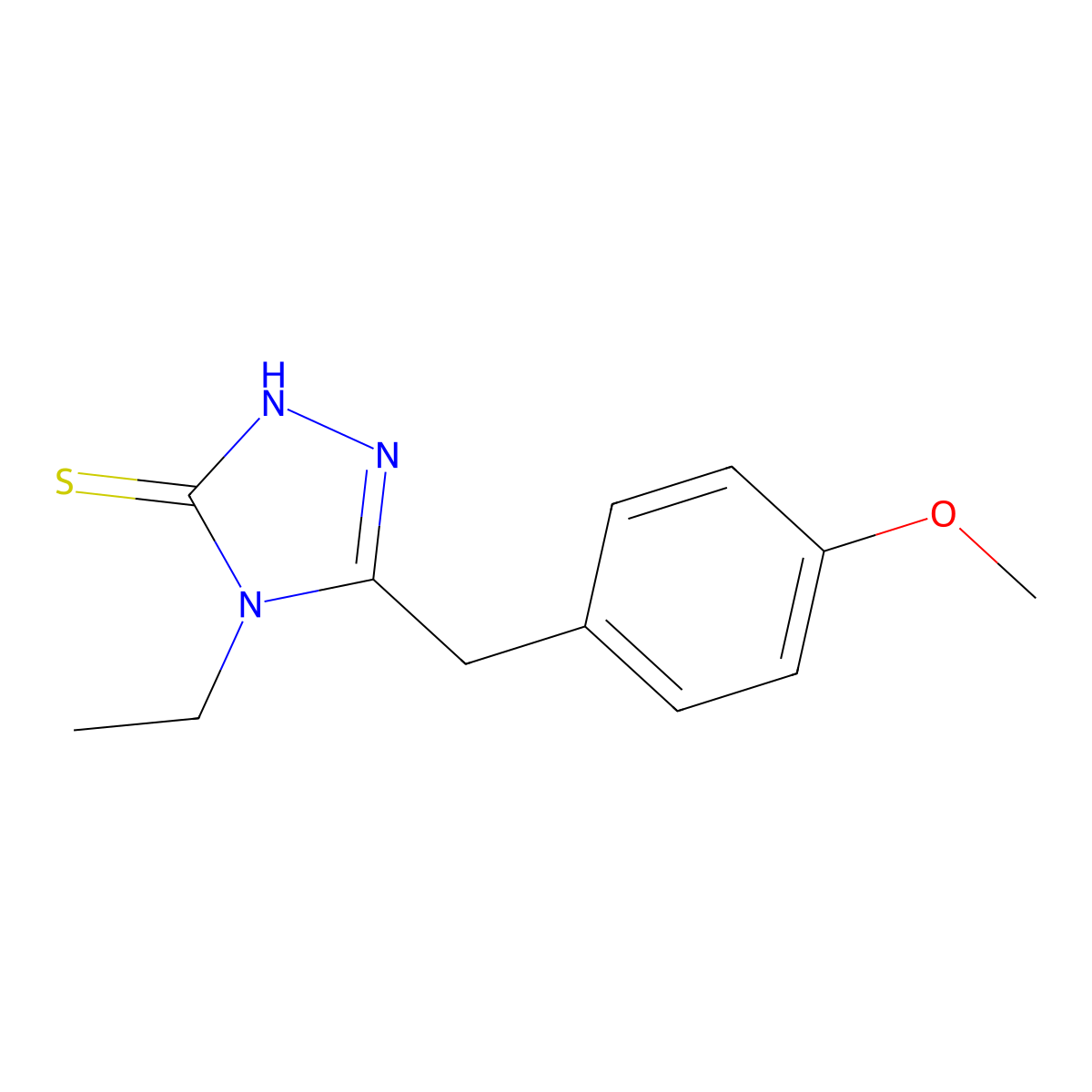4-ethyl-5-(4-methoxybenzyl)-4H-1,2,4-triazole-3-thiol molecular structure, CAS 590354-46-4