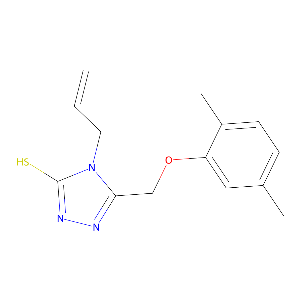 4-allyl-5-[(2,5-dimethylphenoxy)methyl]-4H-1,2,4-triazole-3-thiol molecular structure, CAS 590354-68-0
