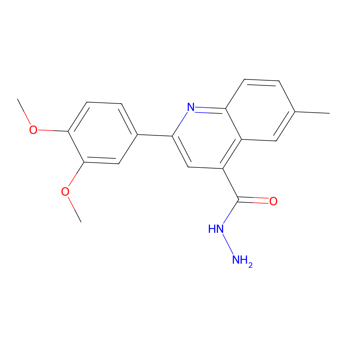 2-(3,4-Dimethoxyphenyl)-6-methylquinoline-4-carbohydrazide molecular structure, CAS 590355-39-8