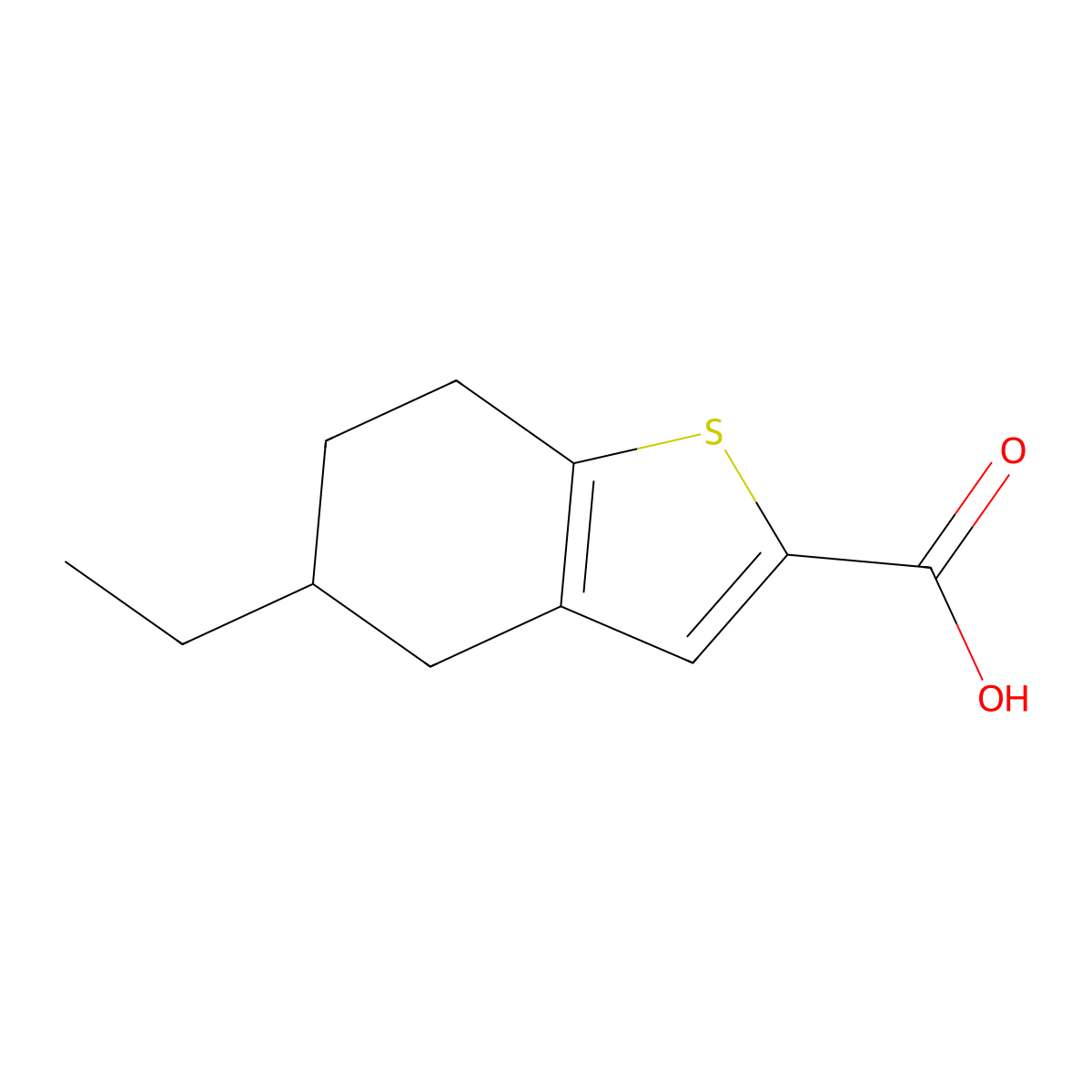 5-Ethyl-4,5,6,7-tetrahydro-1-benzothiophene-2-carboxylic acid molecular structure, CAS 590355-40-1