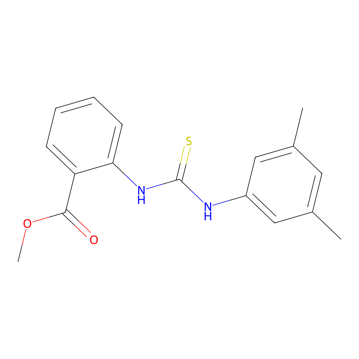 Methyl 2-{[(3,5-dimethylphenyl)carbamothioyl]amino}benzoate molecular structure, CAS 590355-99-0