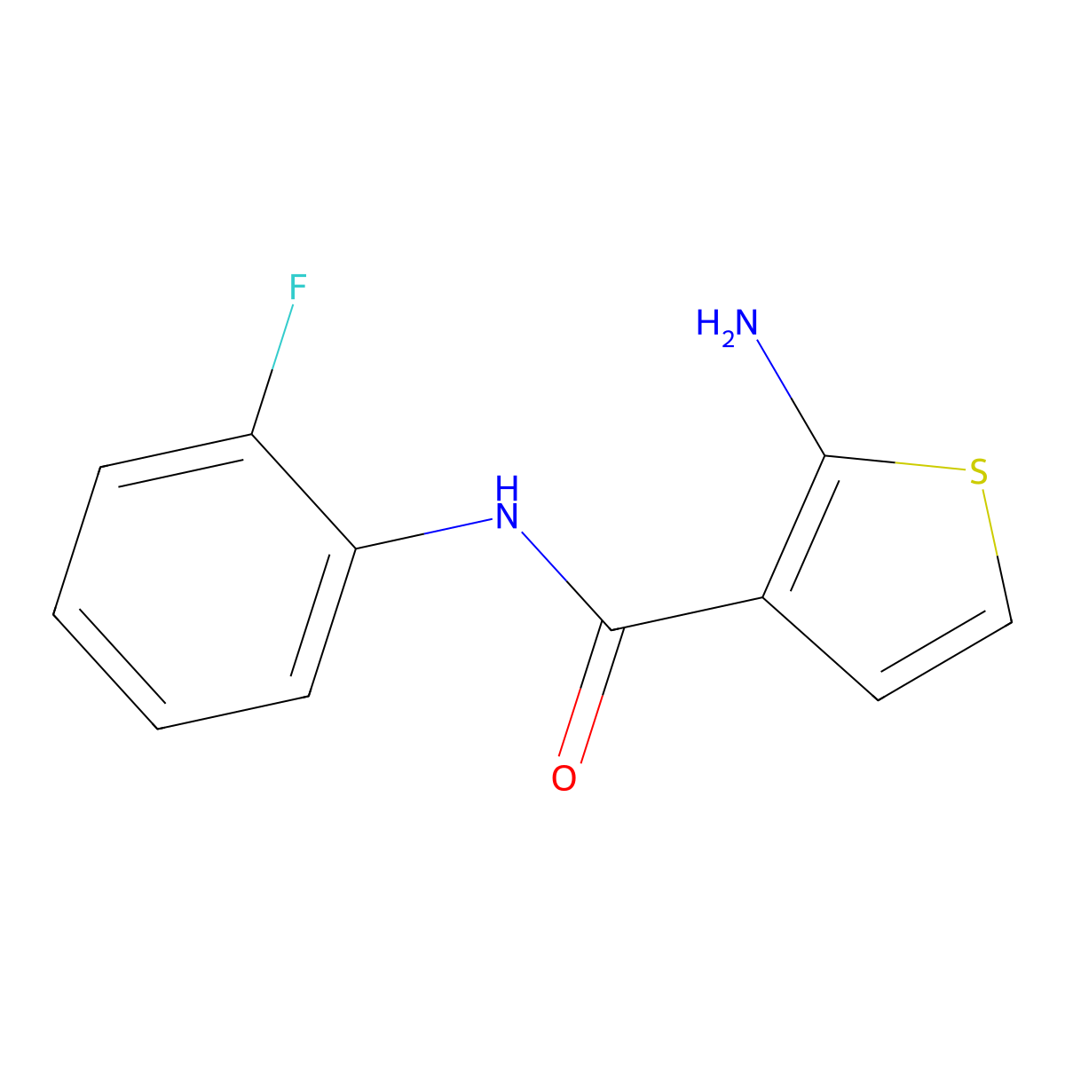 2-amino-N-(2-fluorophenyl)thiophene-3-carboxamide molecular structure, CAS 590356-74-4