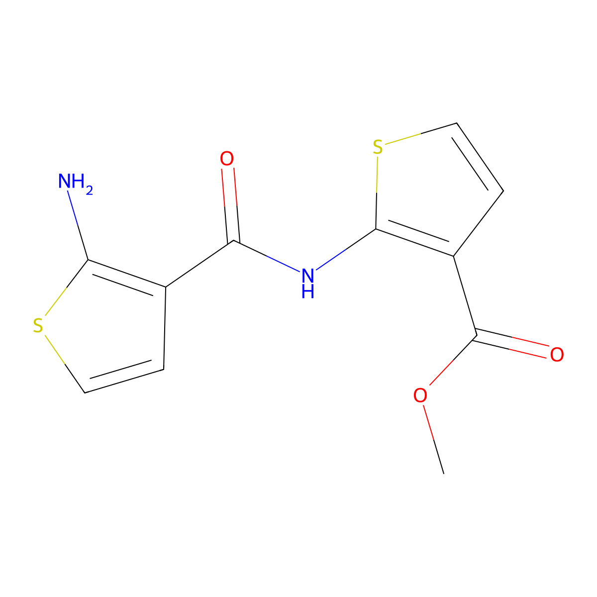 Methyl 2-{[(2-aminothien-3-yl)carbonyl]amino}thiophene-3-carboxylate molecular structure, CAS 590356-76-6