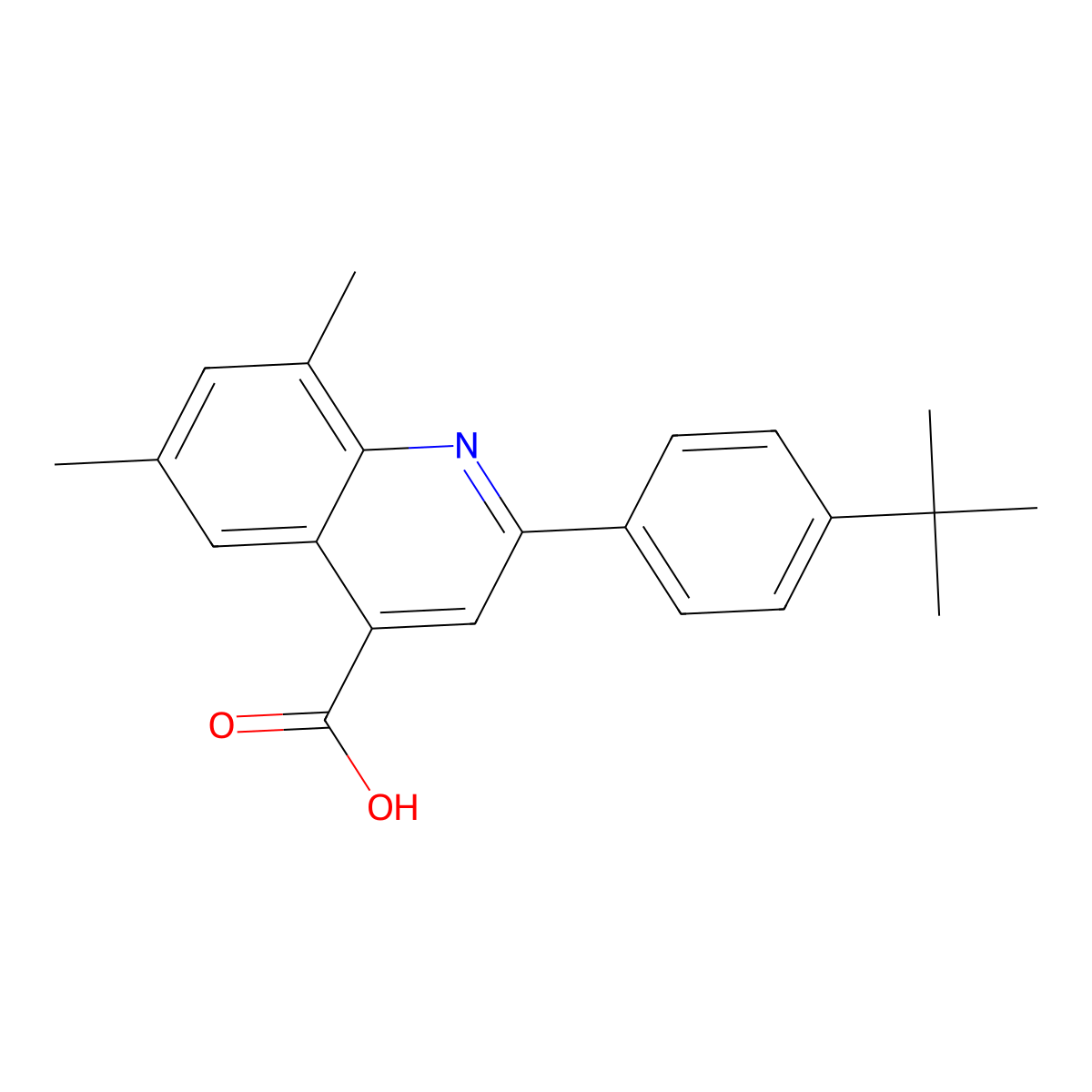 2-(4-Tert-butylphenyl)-6,8-dimethylquinoline-4-carboxylic acid molecular structure, CAS 590356-79-9