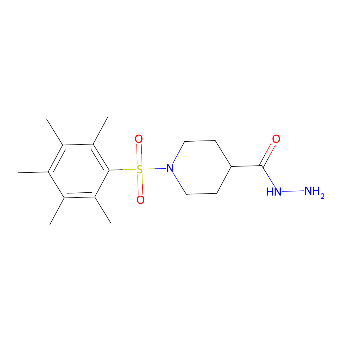 1-[(2,3,4,5,6-Pentamethylphenyl)sulfonyl]piperidine-4-carbohydrazide molecular structure, CAS 590357-06-5