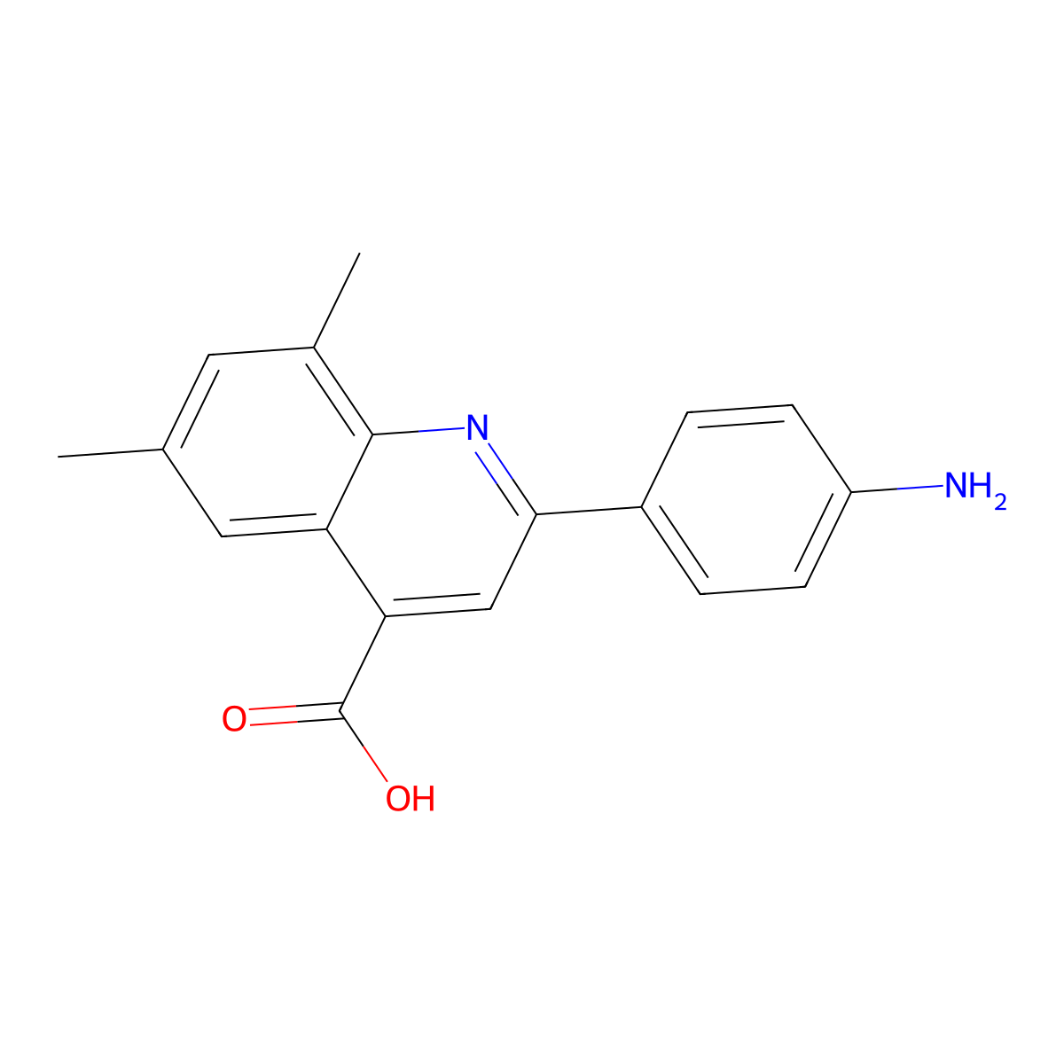 2-(4-Aminophenyl)-6,8-dimethylquinoline-4-carboxylic acid molecular structure, CAS 590357-65-6