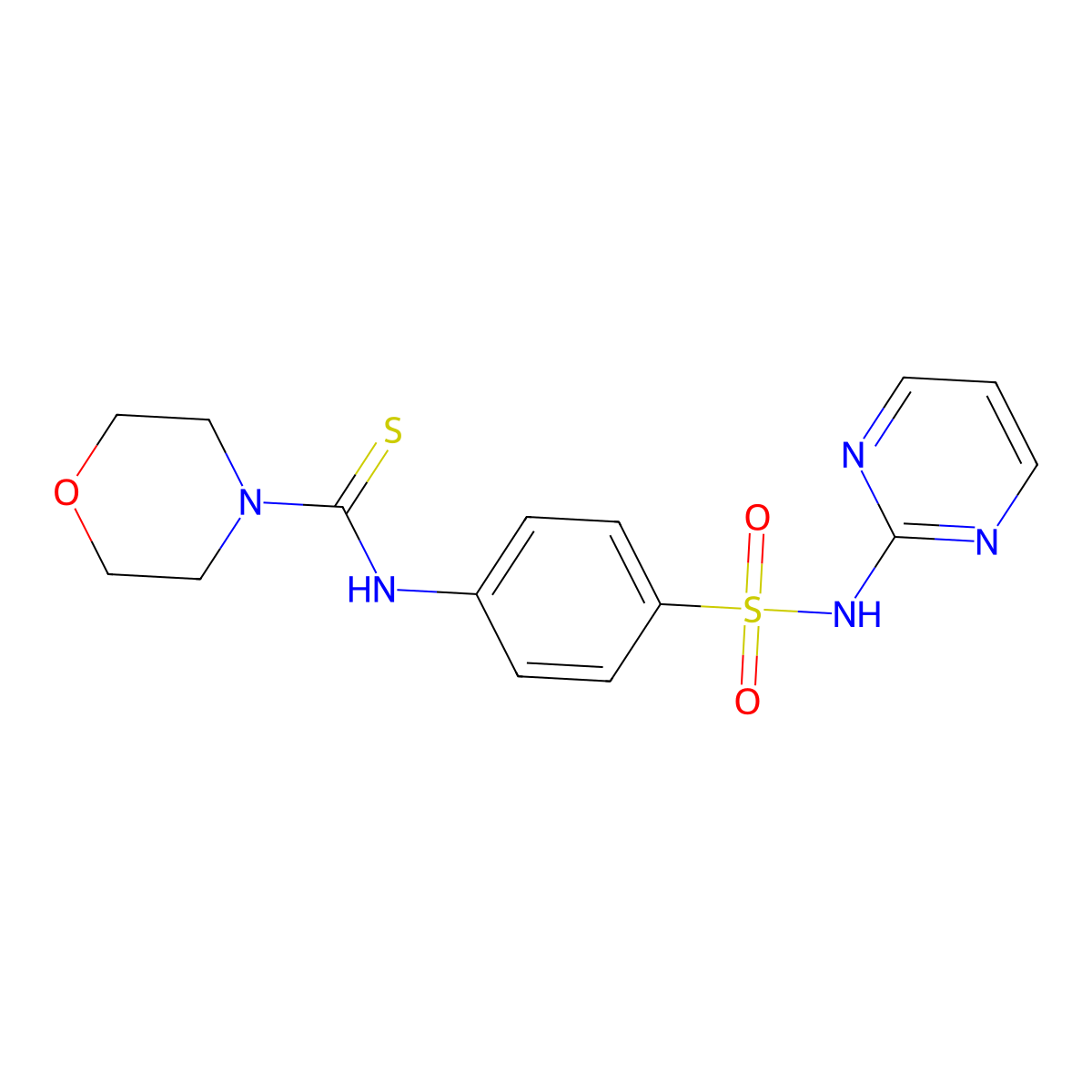 N-[4-(pyrimidin-2-ylsulfamoyl)phenyl]morpholine-4-carbothioamide molecular structure, CAS 590358-14-8