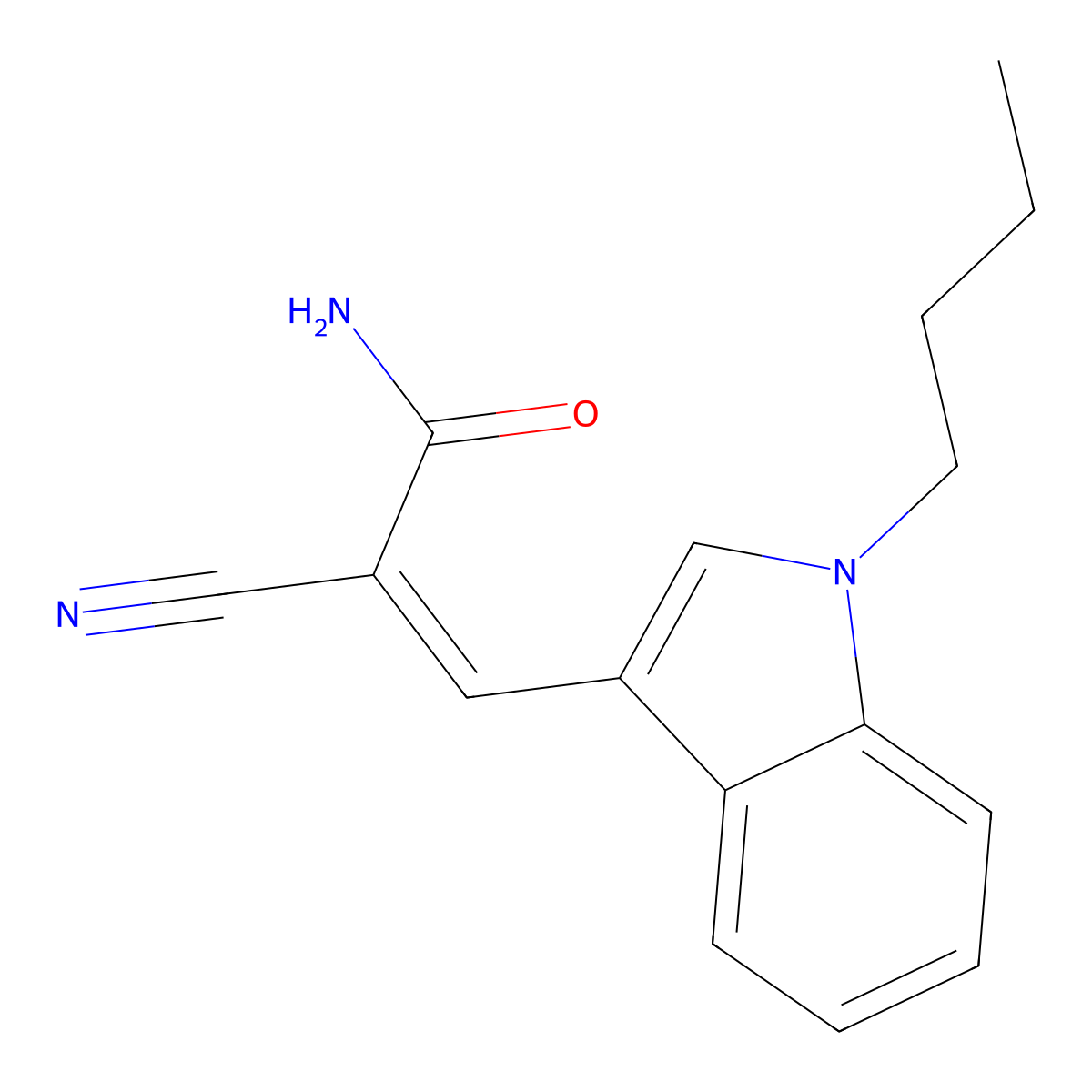 2-Propenamide, 3-(1-butyl-1H-indol-3-YL)-2-cyano- molecular structure, CAS 590358-20-6
