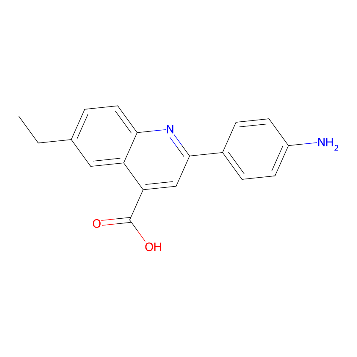 2-(4-Aminophenyl)-6-ethylquinoline-4-carboxylic acid molecular structure, CAS 590358-31-9