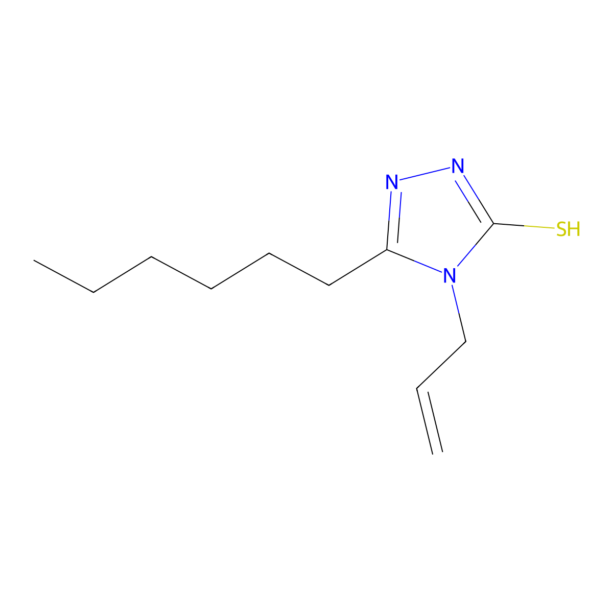 3-hexyl-4-prop-2-enyl-1H-1,2,4-triazole-5-thione molecular structure, CAS 590358-33-1