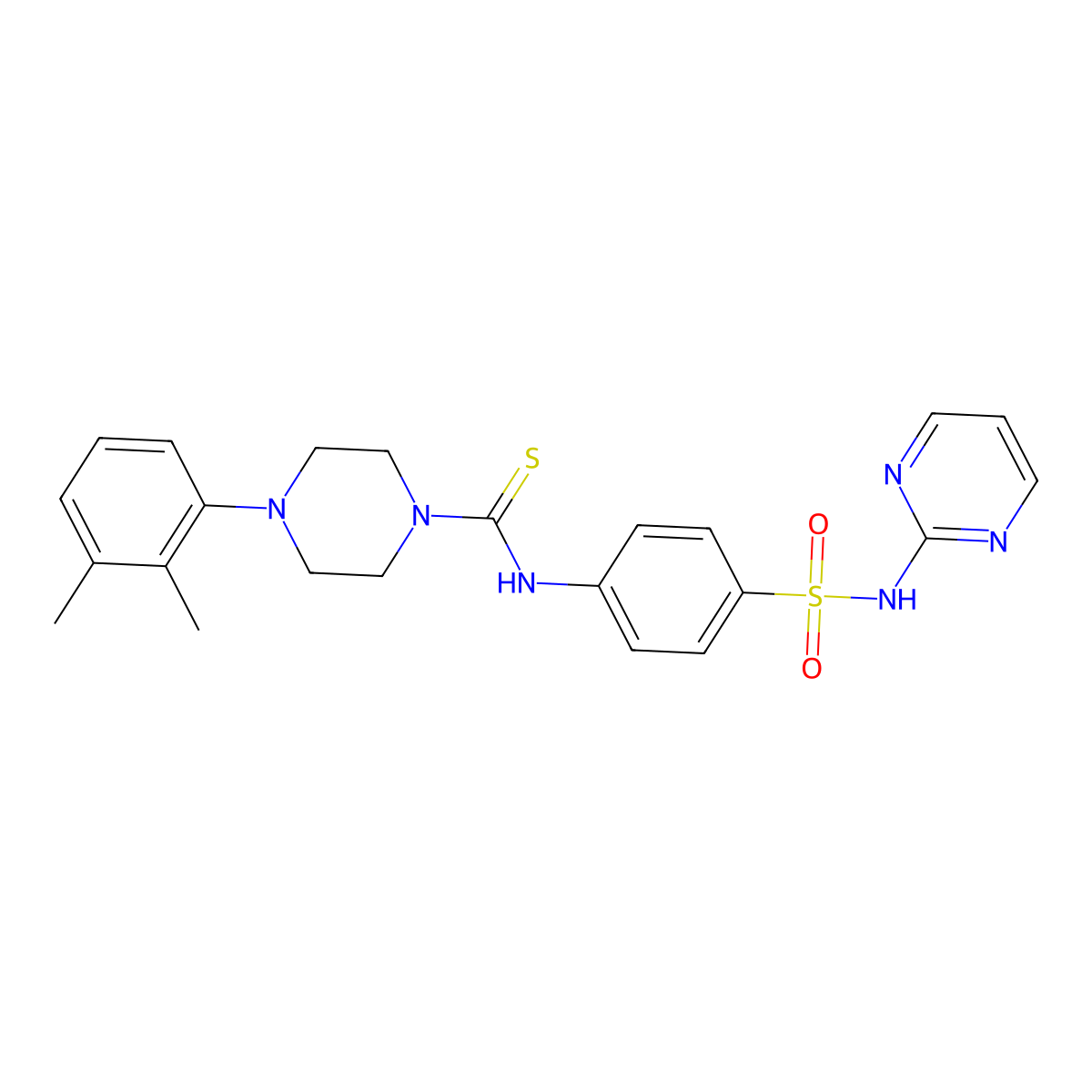 4-(2,3-dimethylphenyl)-N-[4-(pyrimidin-2-ylsulfamoyl)phenyl]piperazine-1-carbothioamide molecular structure, CAS 590358-47-7