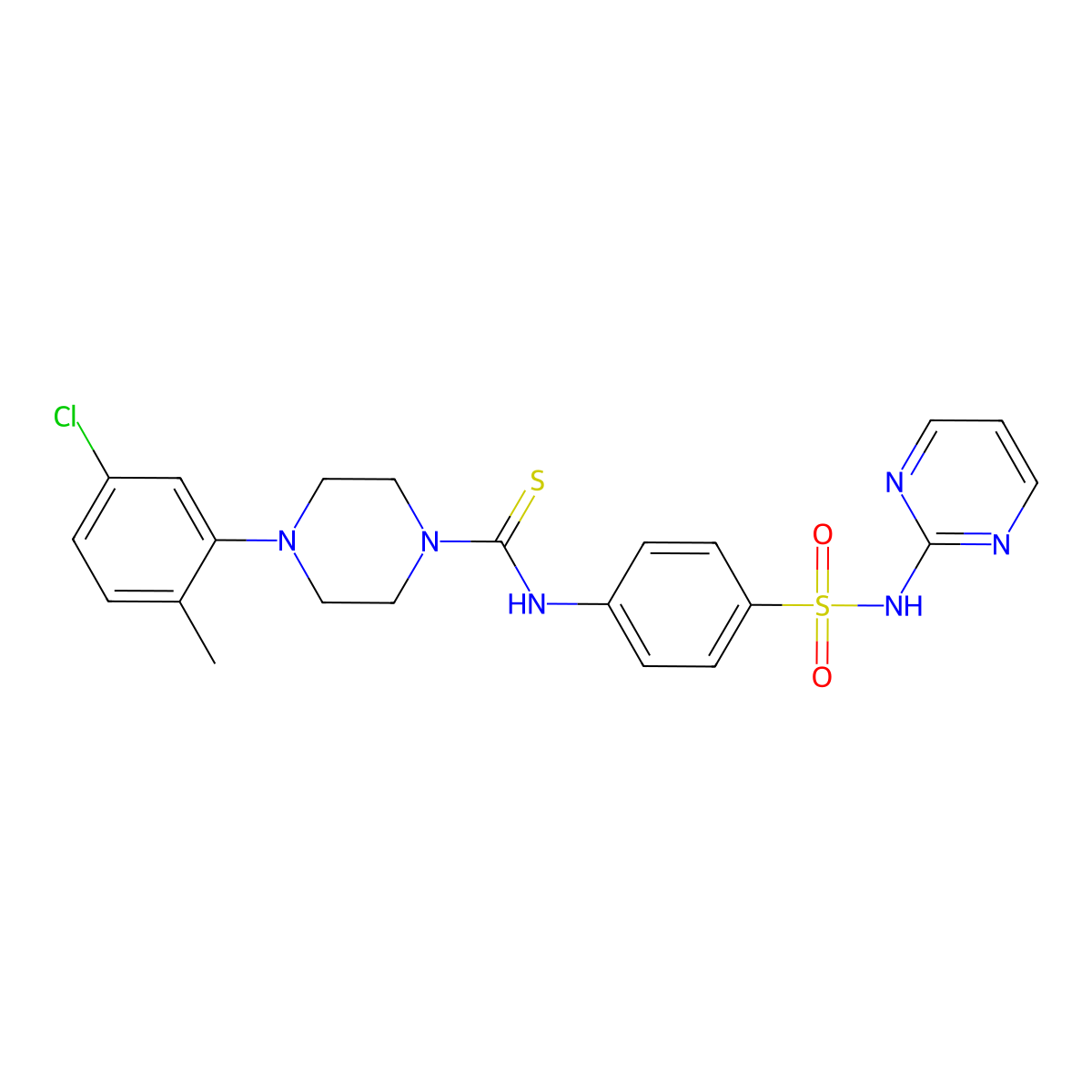 4-(5-chloro-2-methylphenyl)-N-[4-(pyrimidin-2-ylsulfamoyl)phenyl]piperazine-1-carbothioamide molecular structure, CAS 590358-54-6
