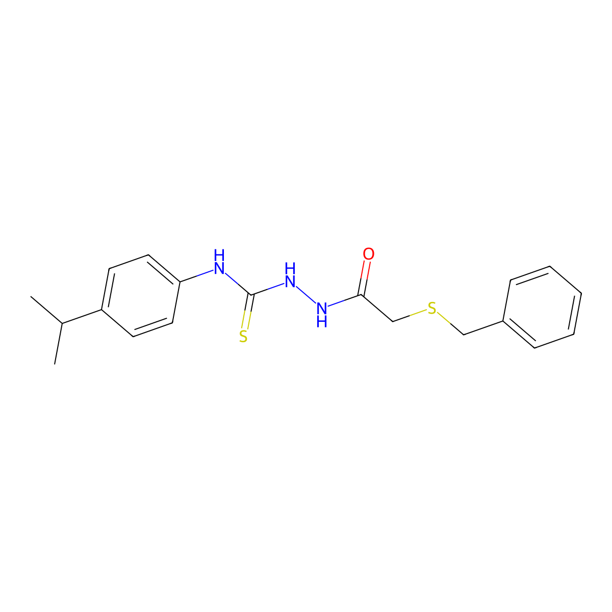 1-[(2-Benzylsulfanylacetyl)amino]-3-(4-propan-2-ylphenyl)thiourea molecular structure, CAS 590358-55-7