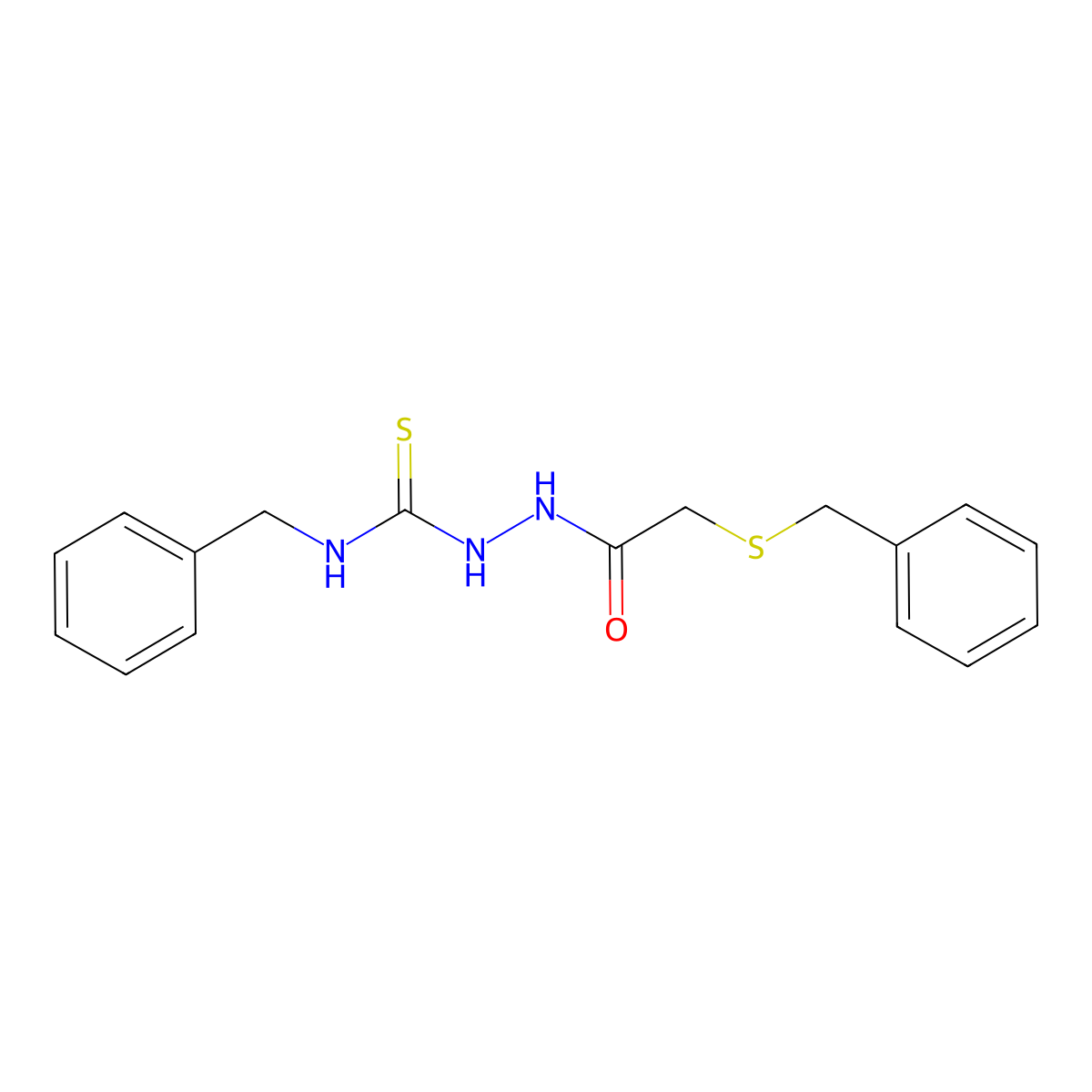 1-Benzyl-3-[(2-benzylsulfanylacetyl)amino]thiourea molecular structure, CAS 590358-62-6