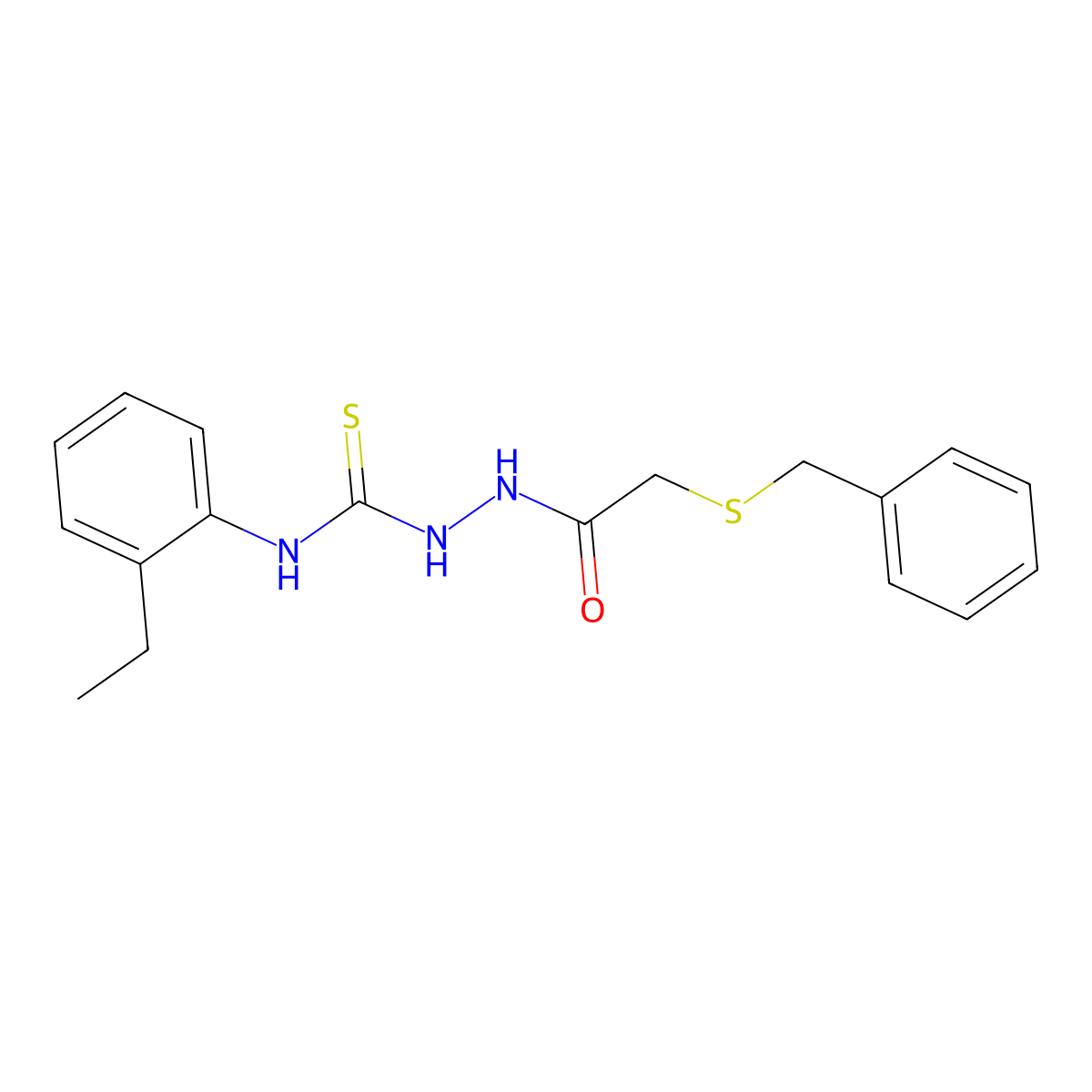 1-[(2-Benzylsulfanylacetyl)amino]-3-(2-ethylphenyl)thiourea molecular structure, CAS 590358-64-8