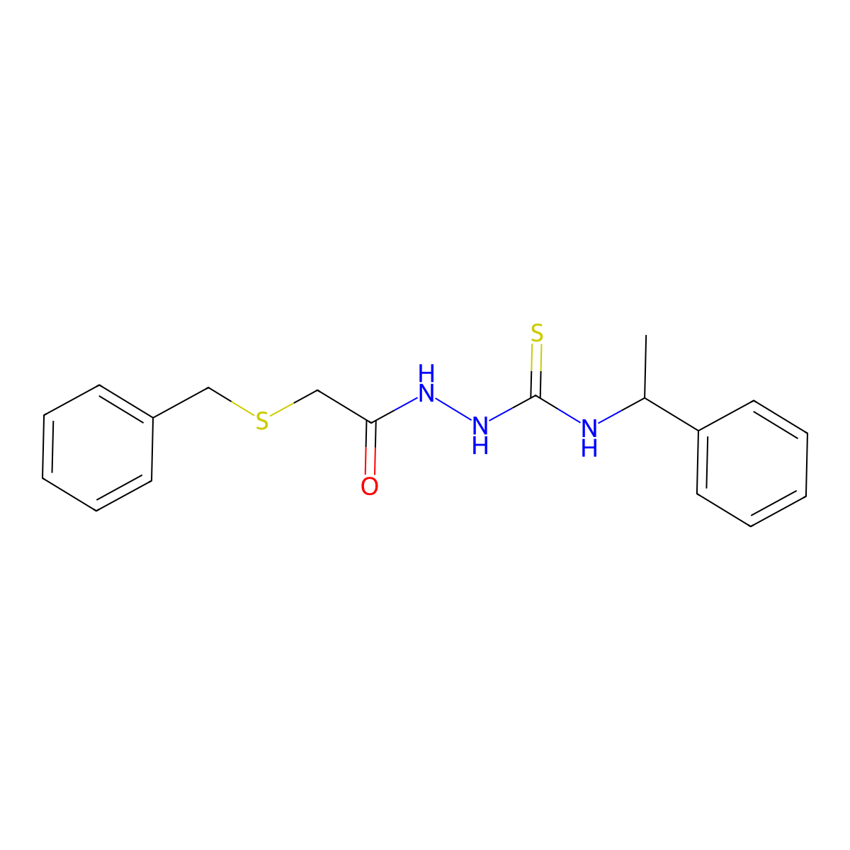 2-[(benzylsulfanyl)acetyl]-N-(1-phenylethyl)hydrazinecarbothioamide molecular structure, CAS 590358-71-7