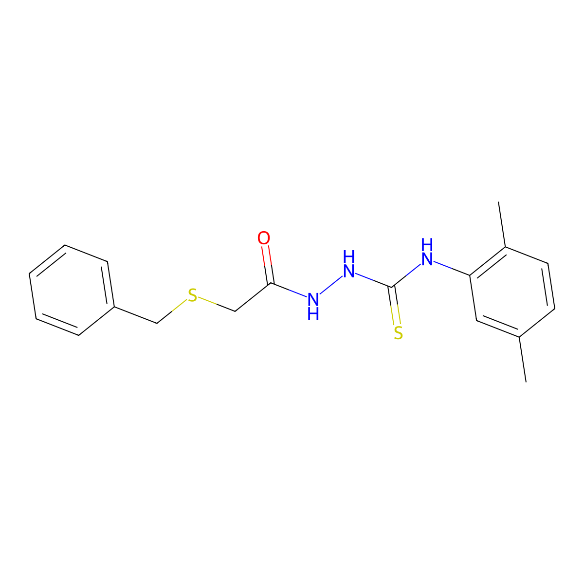 1-[(2-Benzylsulfanylacetyl)amino]-3-(2,5-dimethylphenyl)thiourea molecular structure, CAS 590358-76-2
