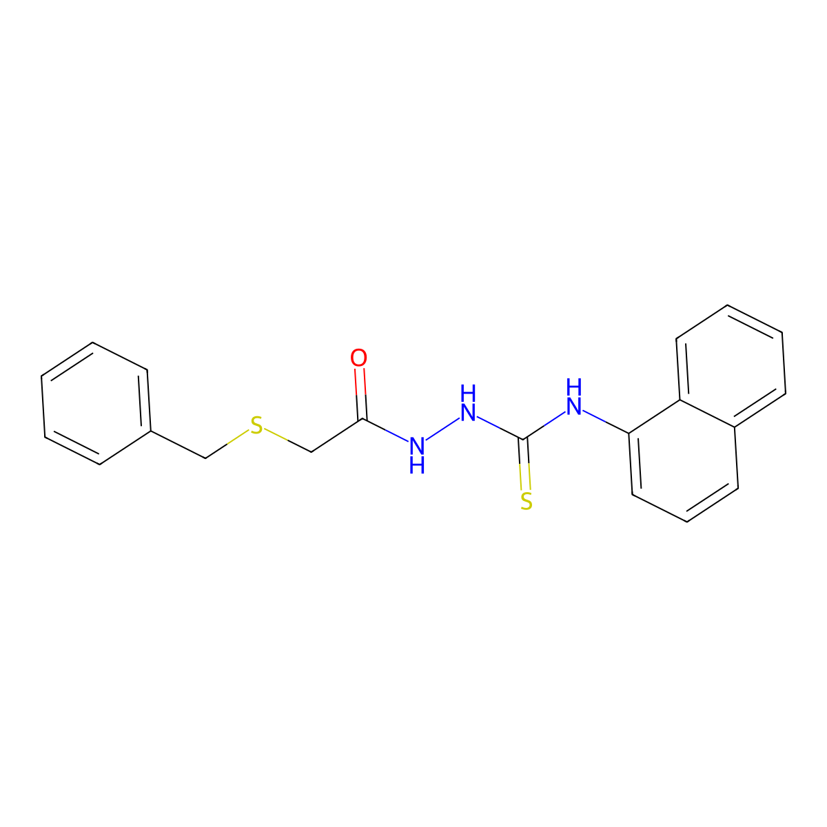 1-[(2-Benzylsulfanylacetyl)amino]-3-naphthalen-1-ylthiourea molecular structure, CAS 590358-82-0