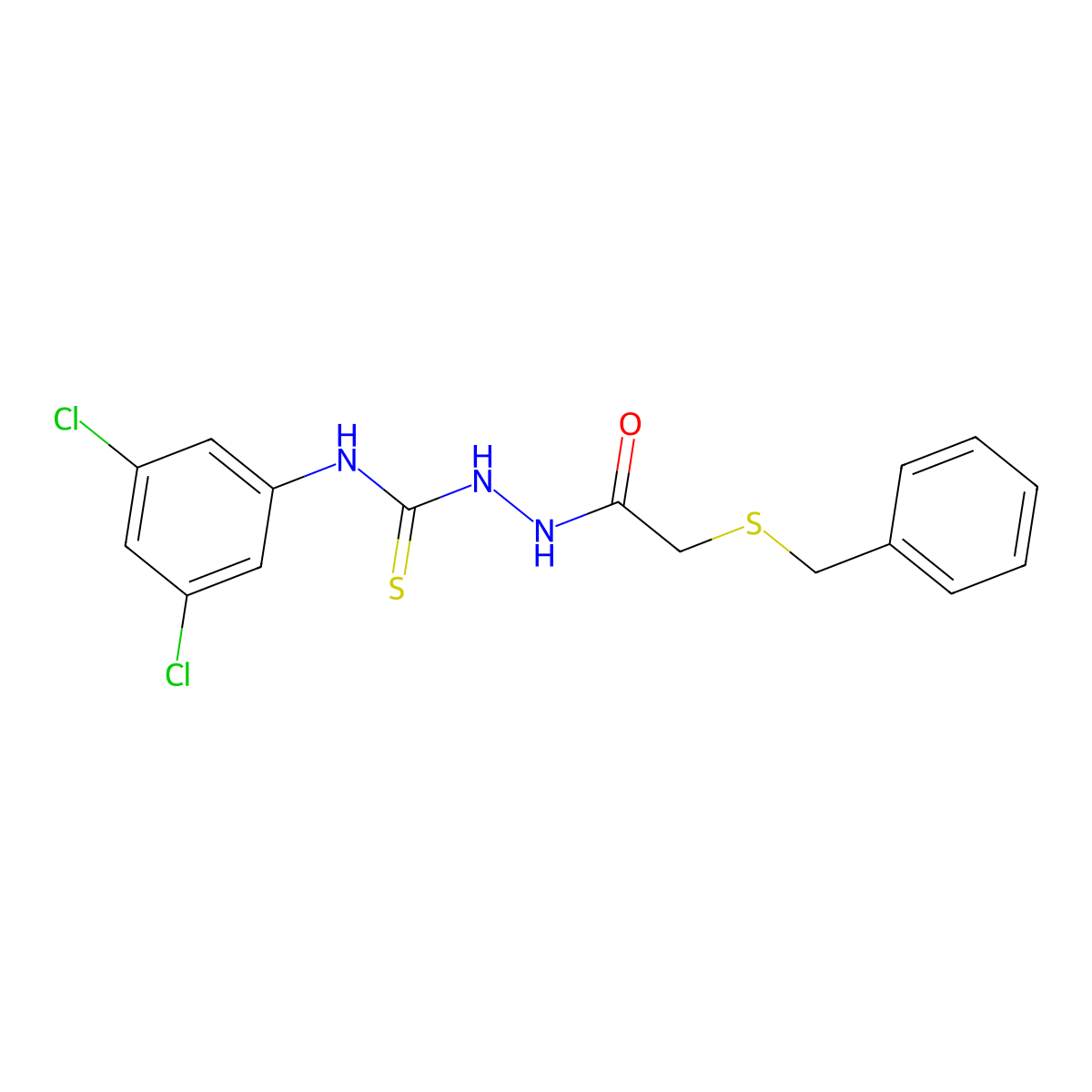 1-[(2-Benzylsulfanylacetyl)amino]-3-(3,5-dichlorophenyl)thiourea molecular structure, CAS 590358-84-2
