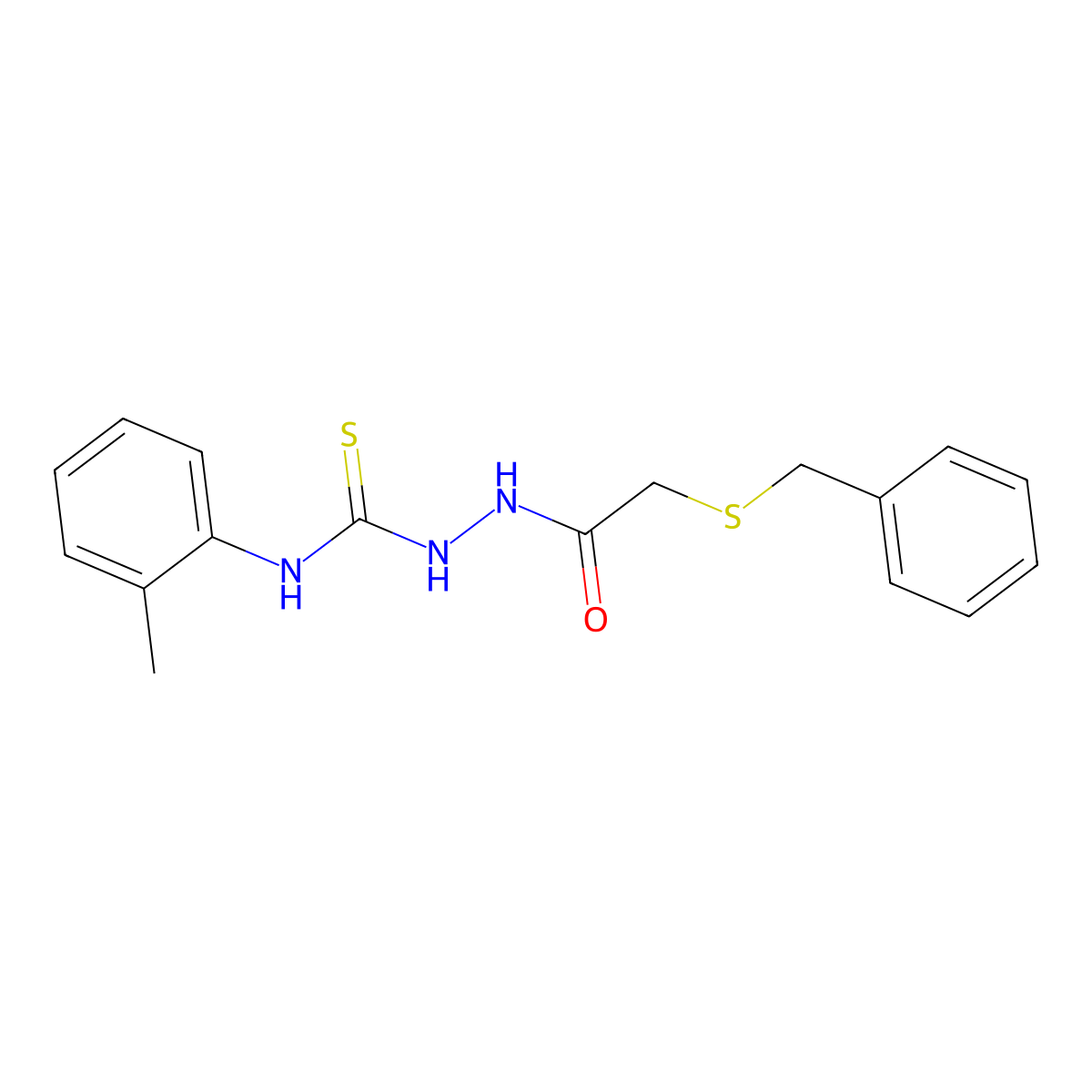 1-[(2-Benzylsulfanylacetyl)amino]-3-(2-methylphenyl)thiourea molecular structure, CAS 590358-85-3