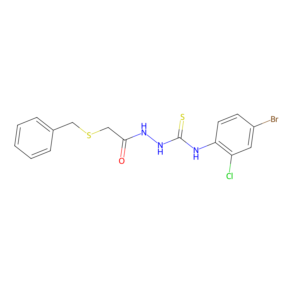 1-[(2-Benzylsulfanylacetyl)amino]-3-(4-bromo-2-chlorophenyl)thiourea molecular structure, CAS 590358-94-4