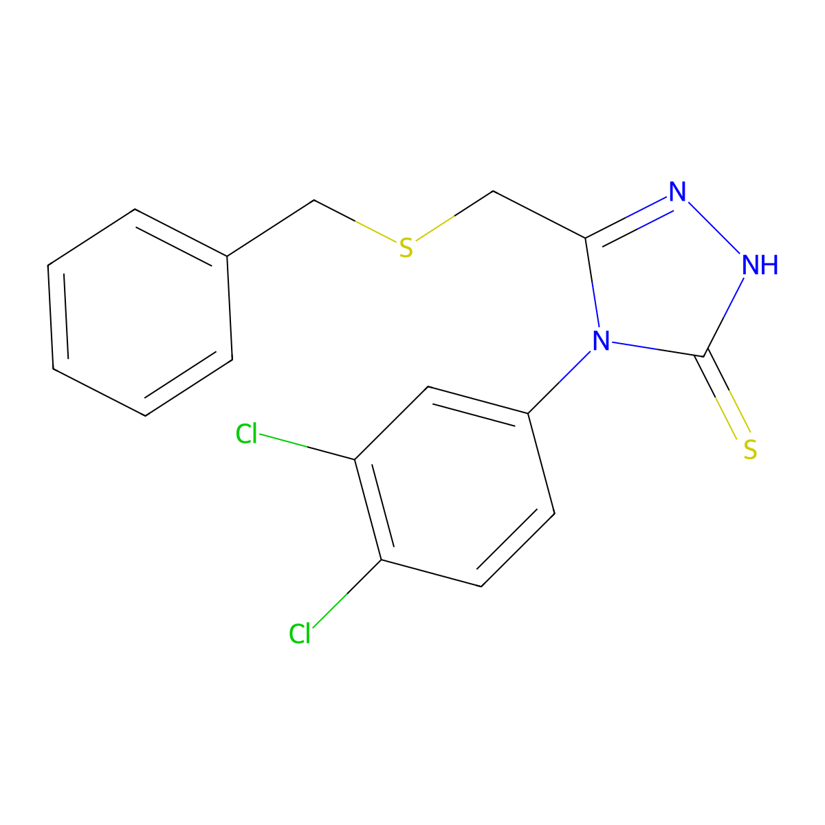 3-(benzylsulfanylmethyl)-4-(3,4-dichlorophenyl)-1H-1,2,4-triazole-5-thione molecular structure, CAS 590359-29-8