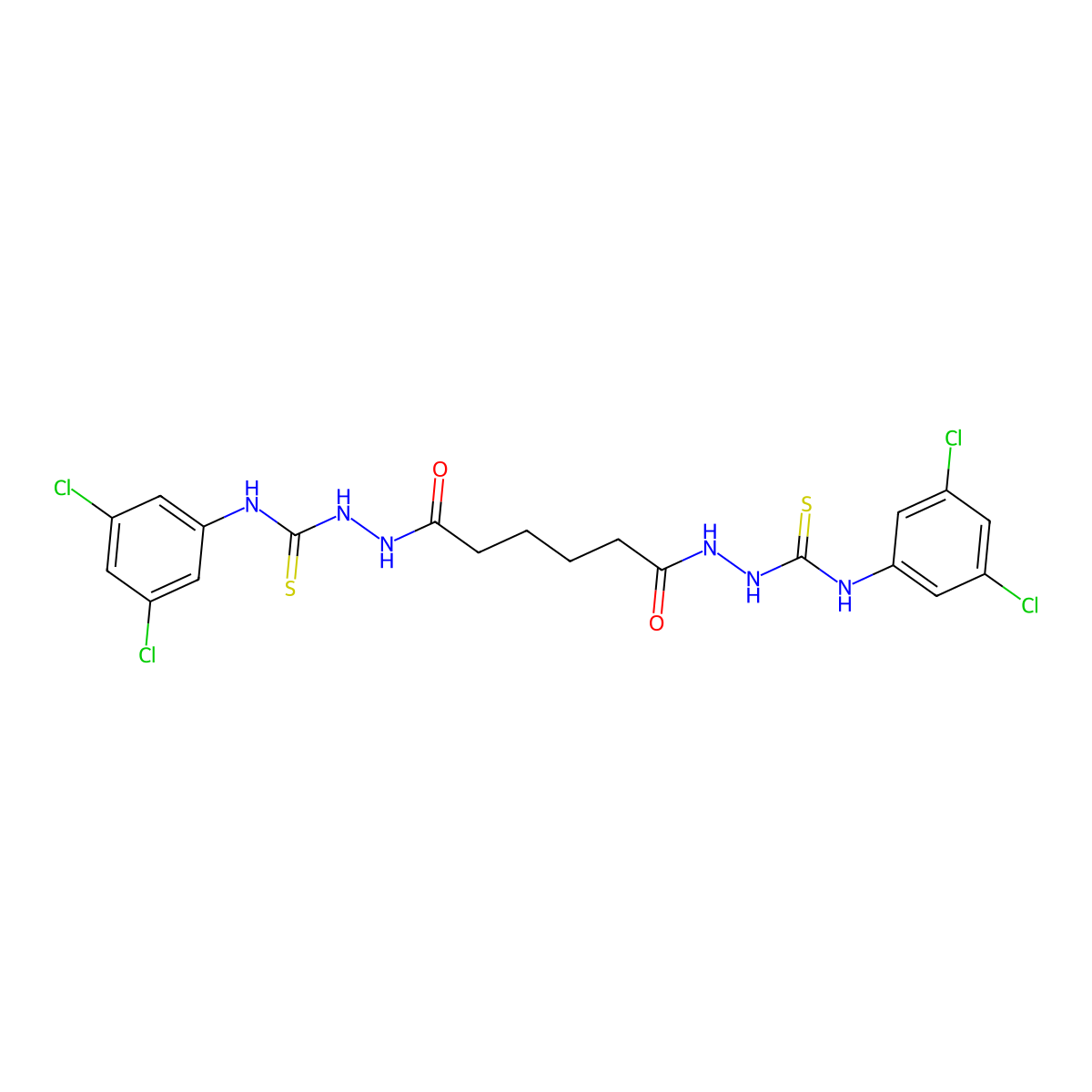 1-(3,5-Dichlorophenyl)-3-[[6-[2-[(3,5-dichlorophenyl)carbamothioyl]hydrazinyl]-6-oxohexanoyl]amino]thiourea molecular structure, CAS 590359-84-5