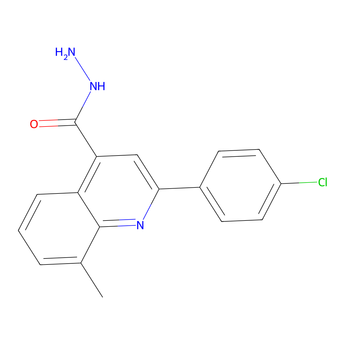 2-(4-Chlorophenyl)-8-methylquinoline-4-carbohydrazide molecular structure, CAS 590359-89-0