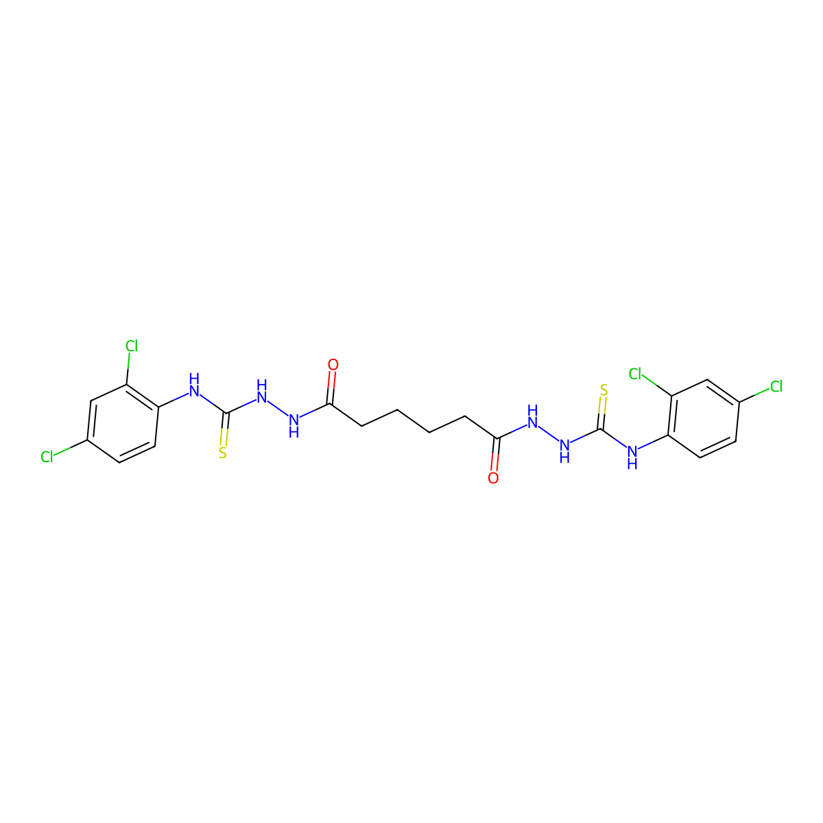 1-(2,4-Dichlorophenyl)-3-[[6-[2-[(2,4-dichlorophenyl)carbamothioyl]hydrazinyl]-6-oxohexanoyl]amino]thiourea molecular structure, CAS 590359-92-5