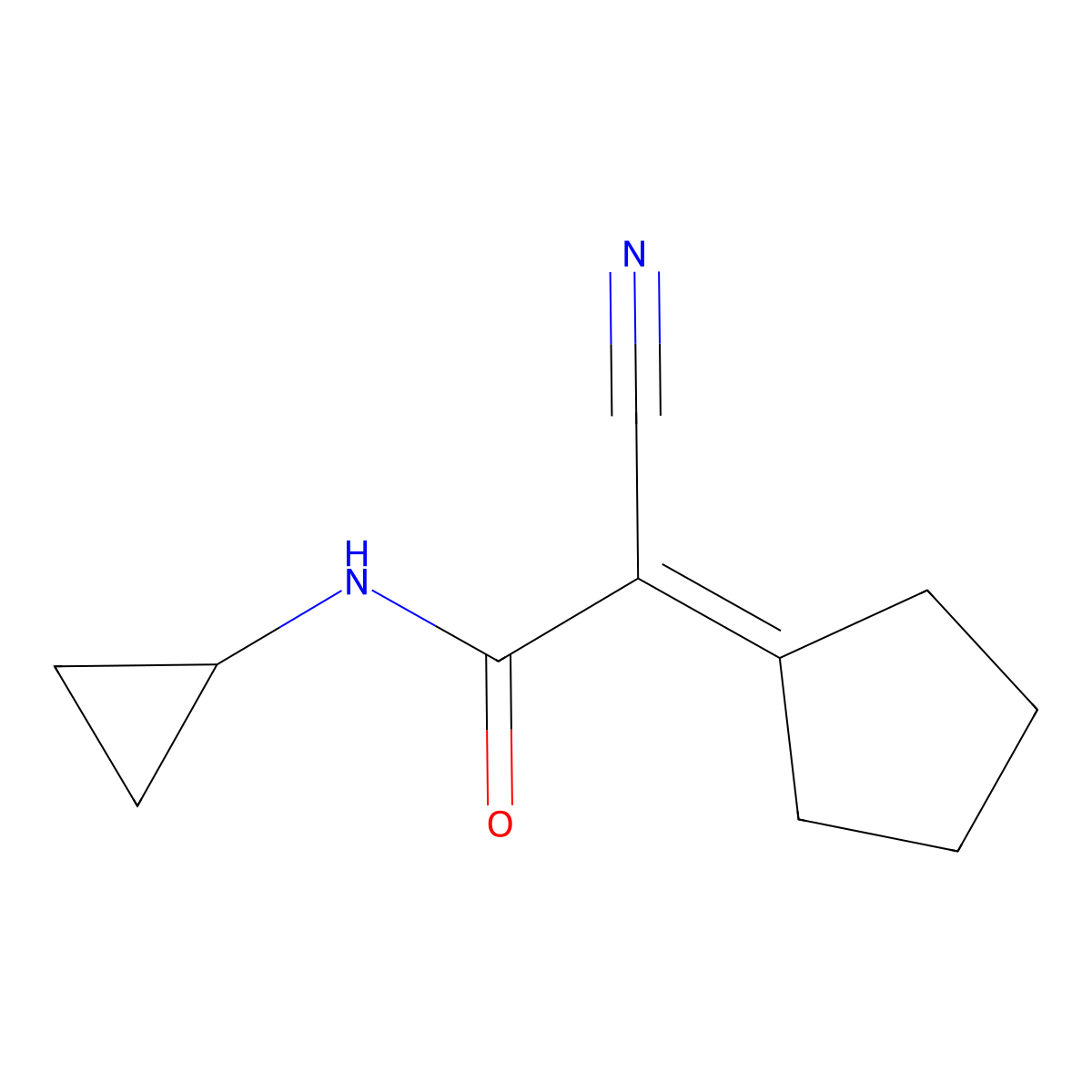 2-cyano-2-cyclopentylidene-N-cyclopropylacetamide molecular structure, CAS 590360-09-1