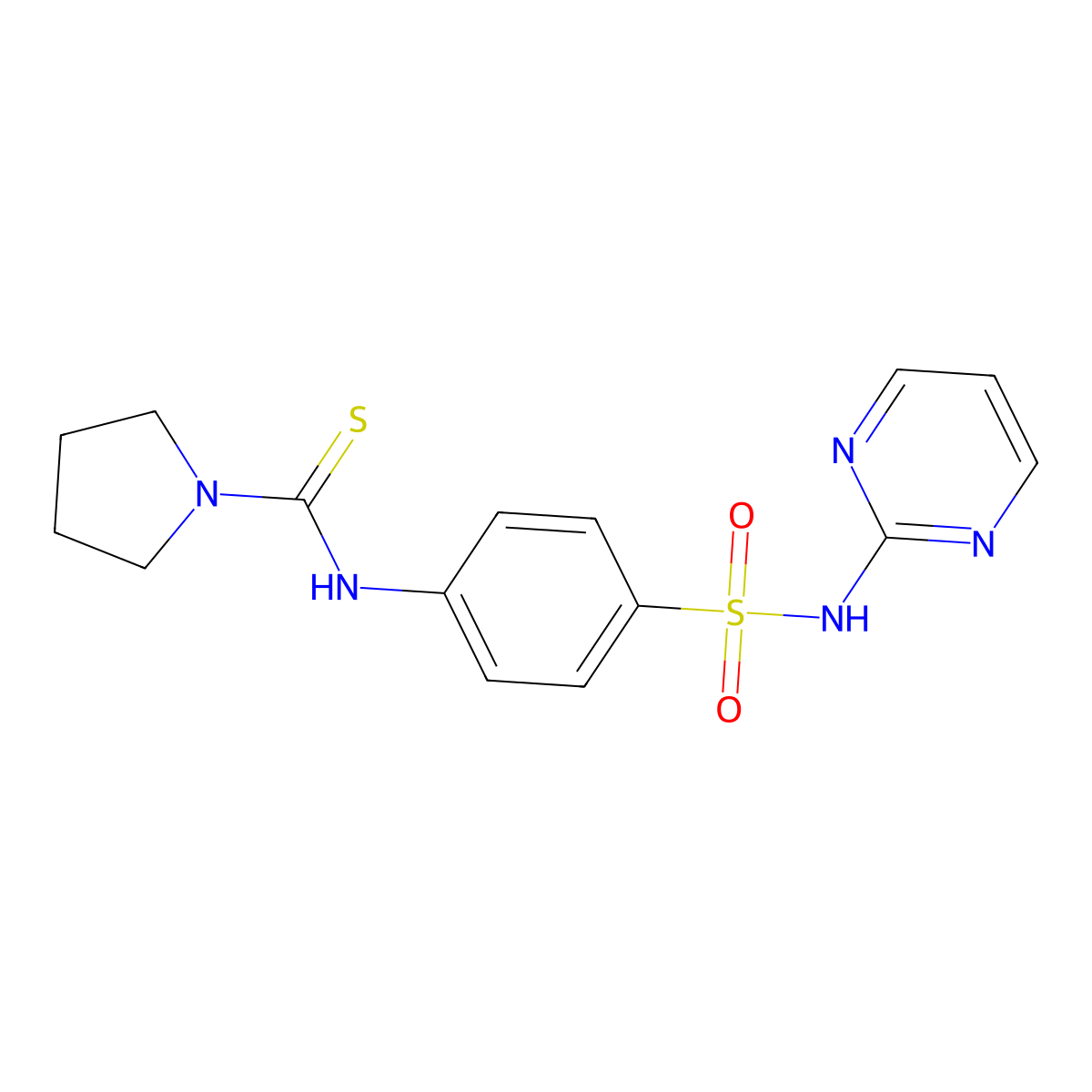 N-[4-(pyrimidin-2-ylsulfamoyl)phenyl]pyrrolidine-1-carbothioamide molecular structure, CAS 590360-13-7
