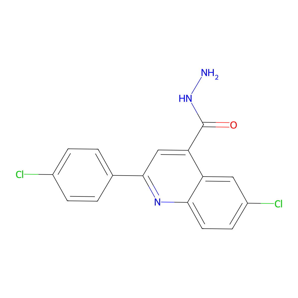 6-Chloro-2-(4-chlorophenyl)quinoline-4-carbohydrazide molecular structure, CAS 590360-17-1