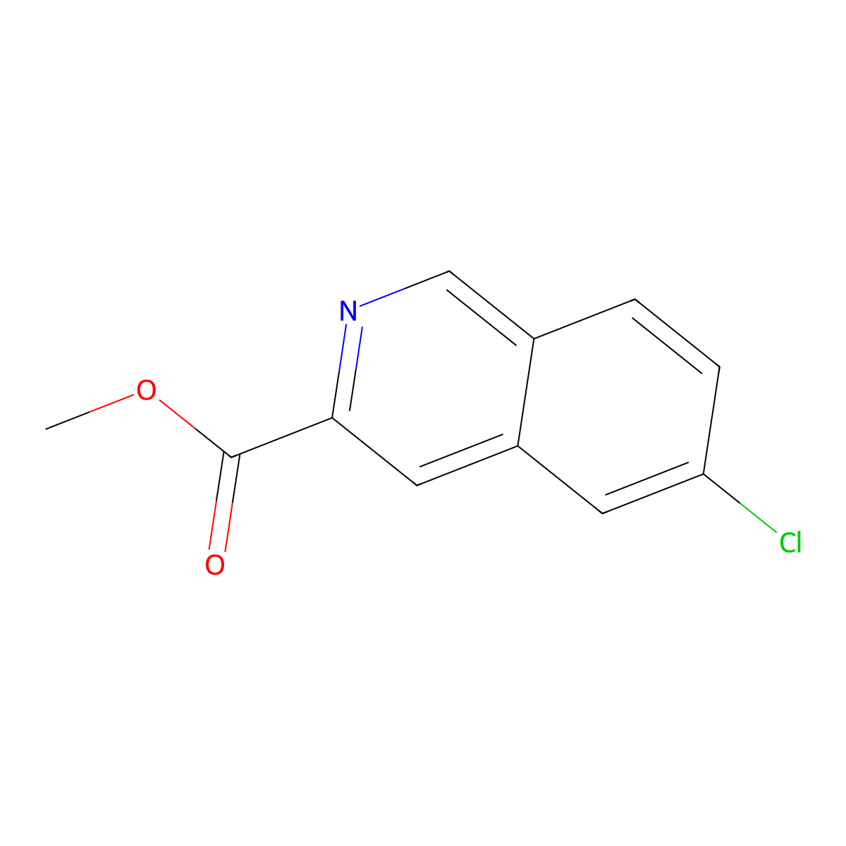 Methyl 6-chloroisoquinoline-3-carboxylate molecular structure, CAS 590369-87-2