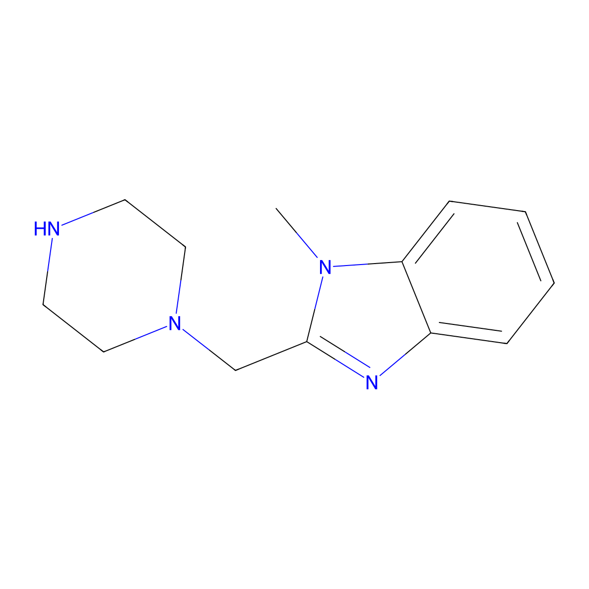 1-Methyl-2-(piperazinylmethyl)benzimidazole molecular structure, CAS 59037-72-8