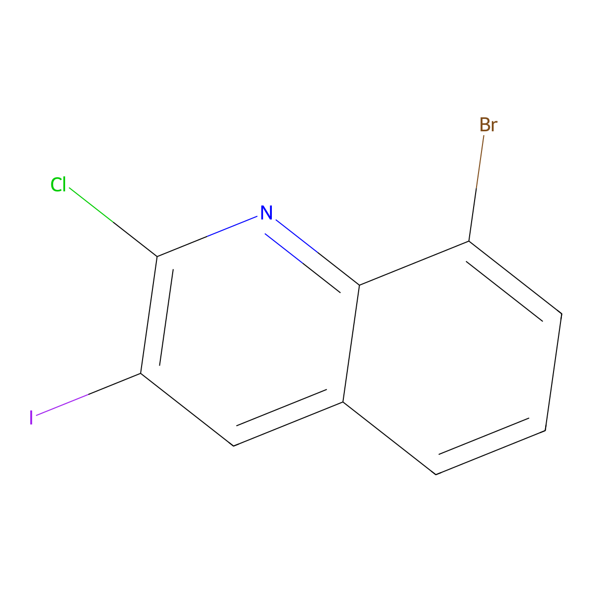 8-Bromo-2-chloro-3-iodoquinoline molecular structure, CAS 590371-88-3