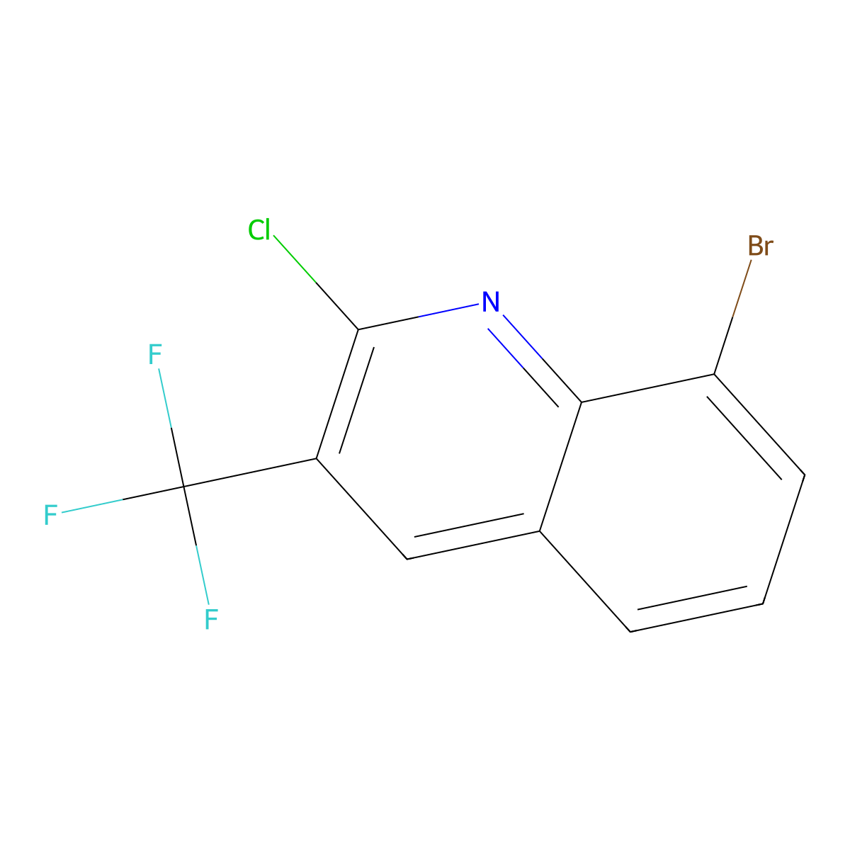 8-Bromo-2-chloro-3-(trifluoromethyl)quinoline molecular structure, CAS 590372-03-5