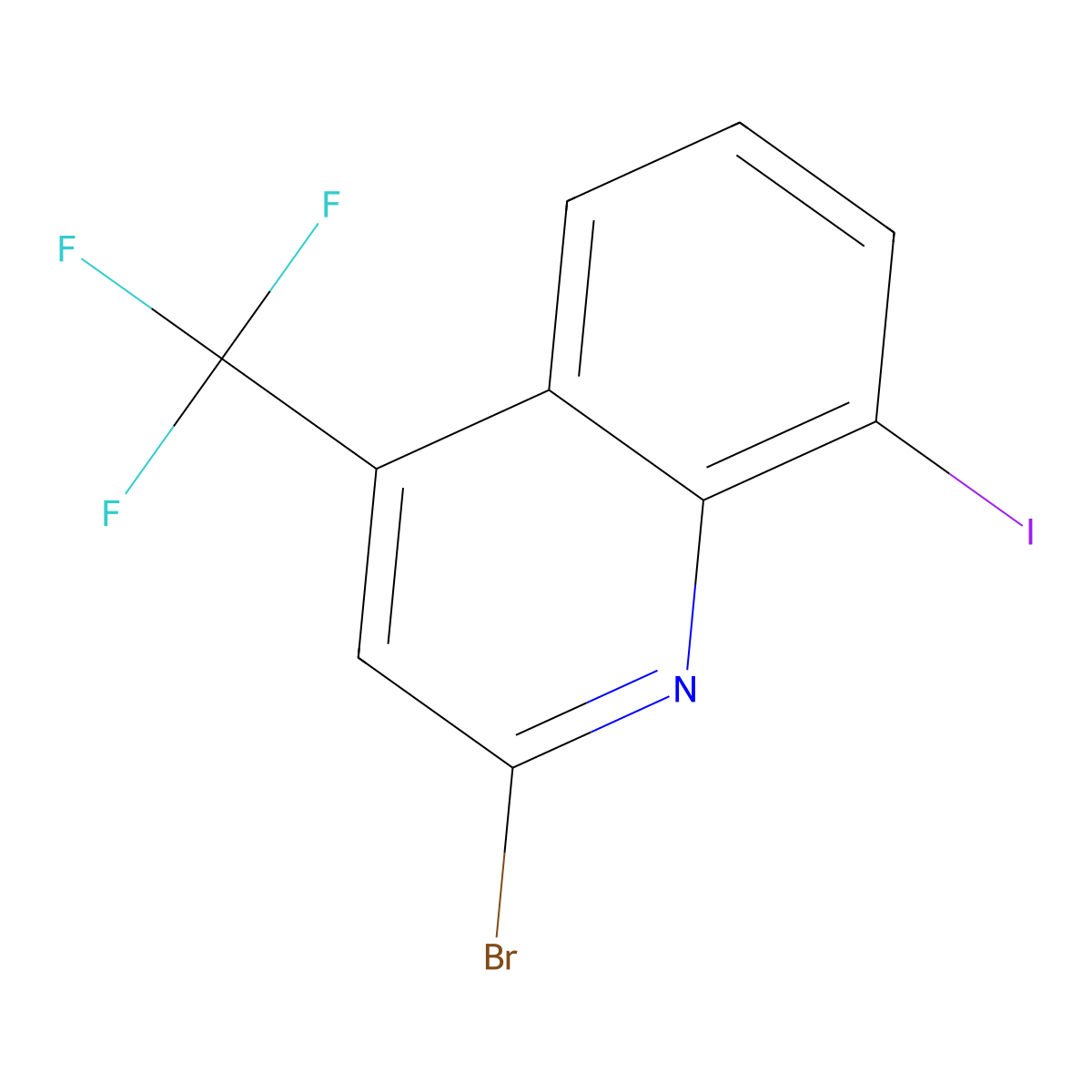 2-Bromo-8-iodo-4-(trifluoromethyl)quinoline molecular structure, CAS 590372-08-0