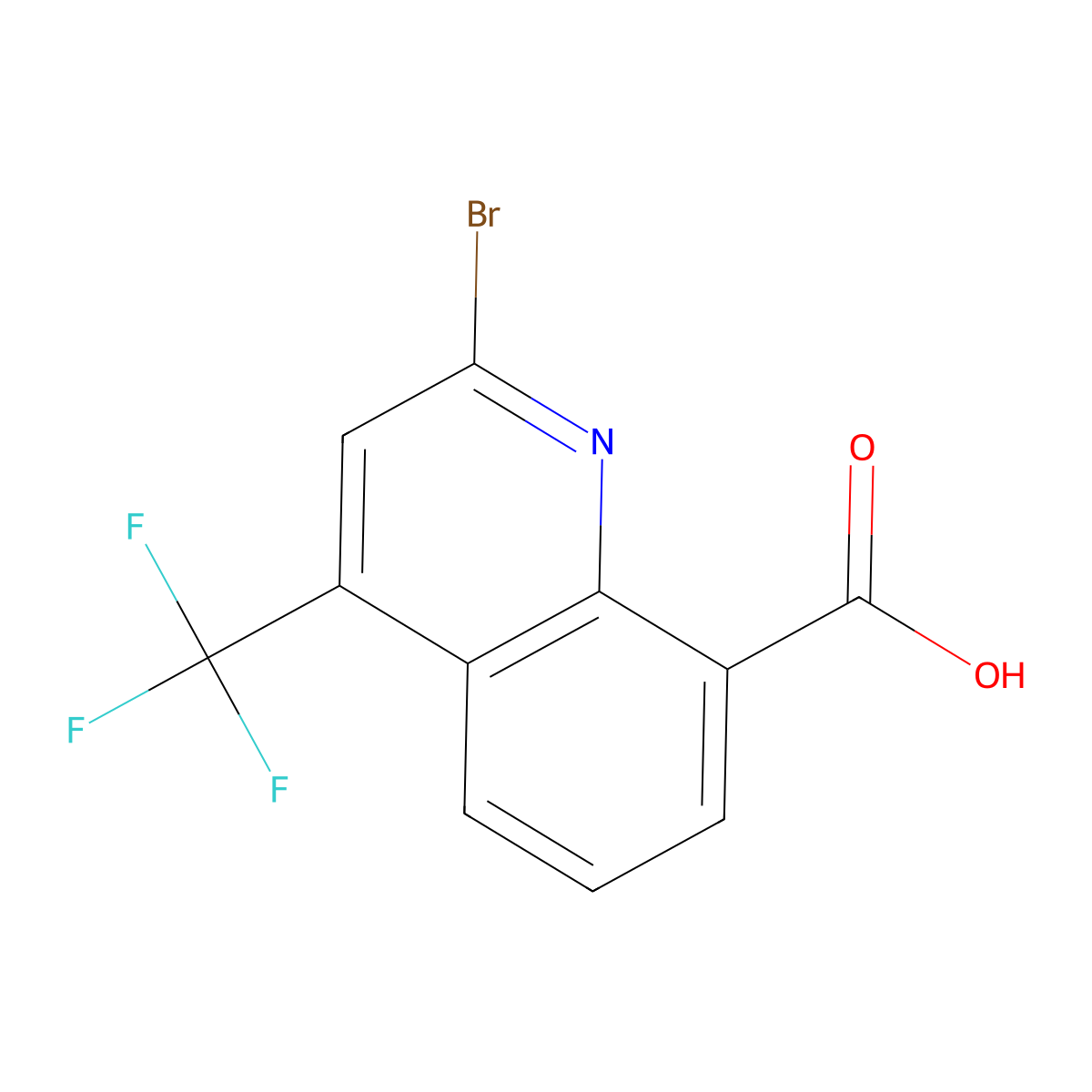 2-bromo-4-(trifluoromethyl)quinoline-8-carboxylic Acid molecular structure, CAS 590372-23-9