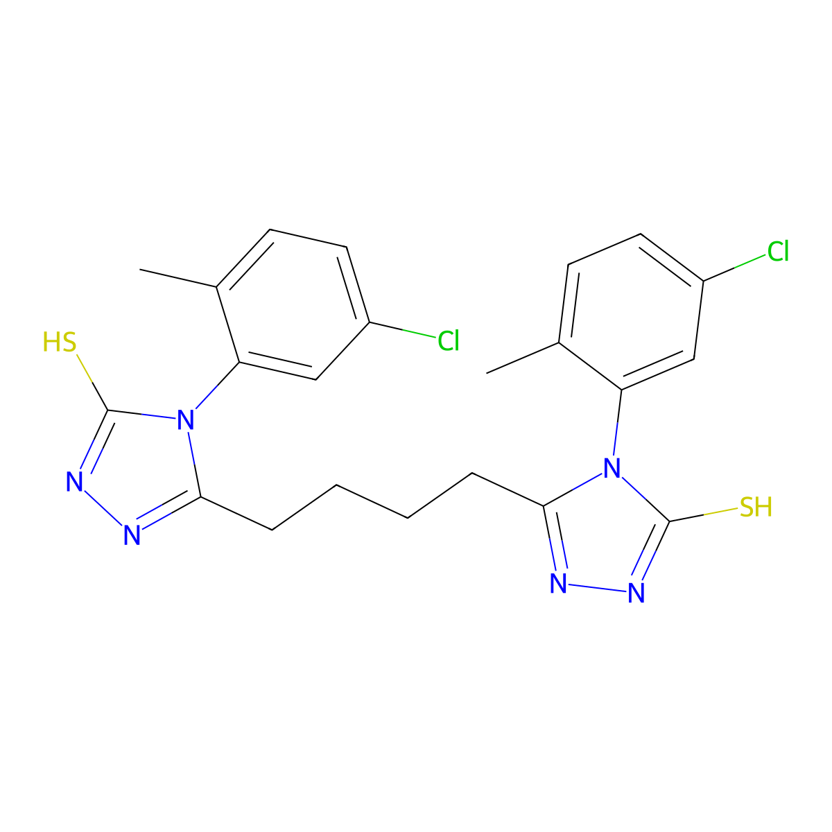 4-(5-chloro-2-methylphenyl)-3-[4-[4-(5-chloro-2-methylphenyl)-5-sulfanylidene-1H-1,2,4-triazol-3-yl]butyl]-1H-1,2,4-triazole-5-thione molecular structure, CAS 590376-20-8