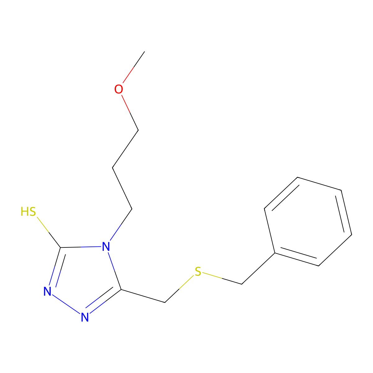 5-[(benzylsulfanyl)methyl]-4-(3-methoxypropyl)-4H-1,2,4-triazole-3-thiol molecular structure, CAS 590376-28-6