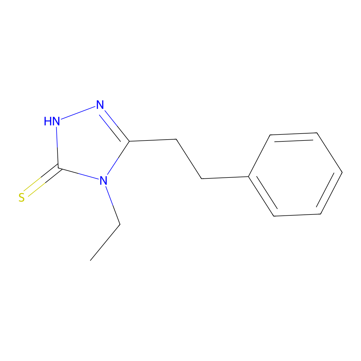 4-Ethyl-5-(2-phenylethyl)-2,4-dihydro-3H-1,2,4-triazole-3-thione molecular structure, CAS 590376-41-3