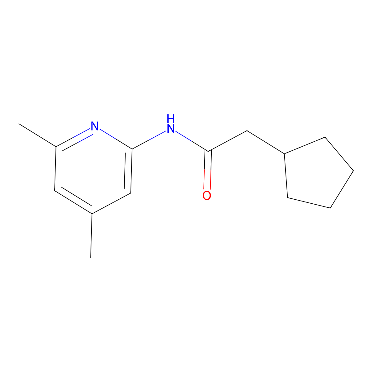 2-cyclopentyl-N-(4,6-dimethylpyridin-2-yl)acetamide molecular structure, CAS 590376-77-5