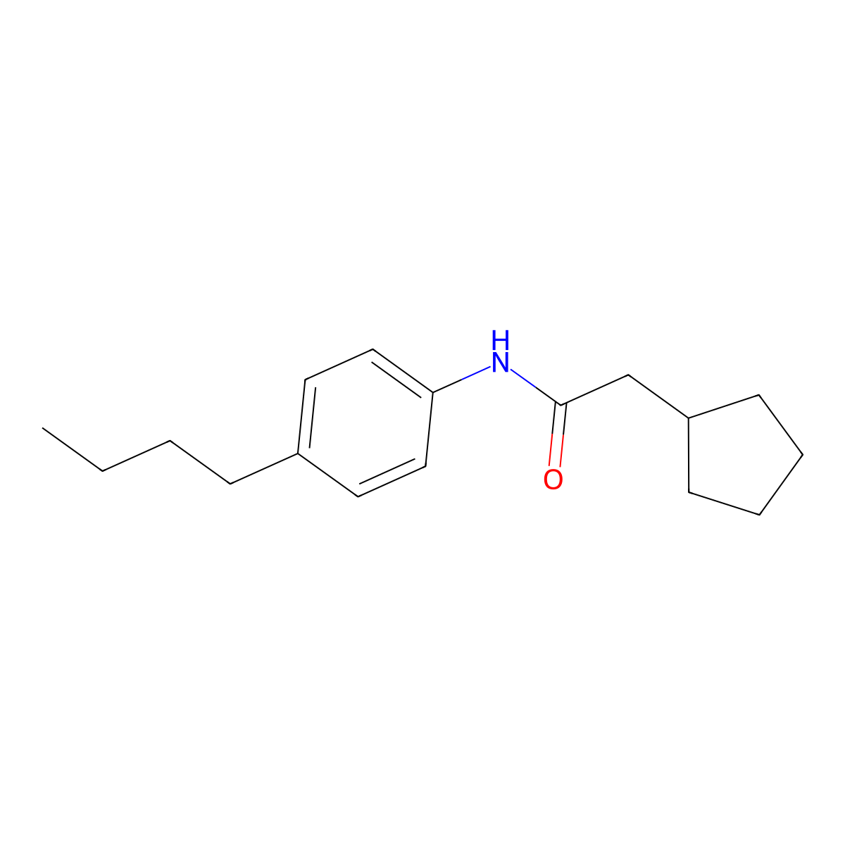 N-(4-butylphenyl)-2-cyclopentylacetamide molecular structure, CAS 590376-82-2