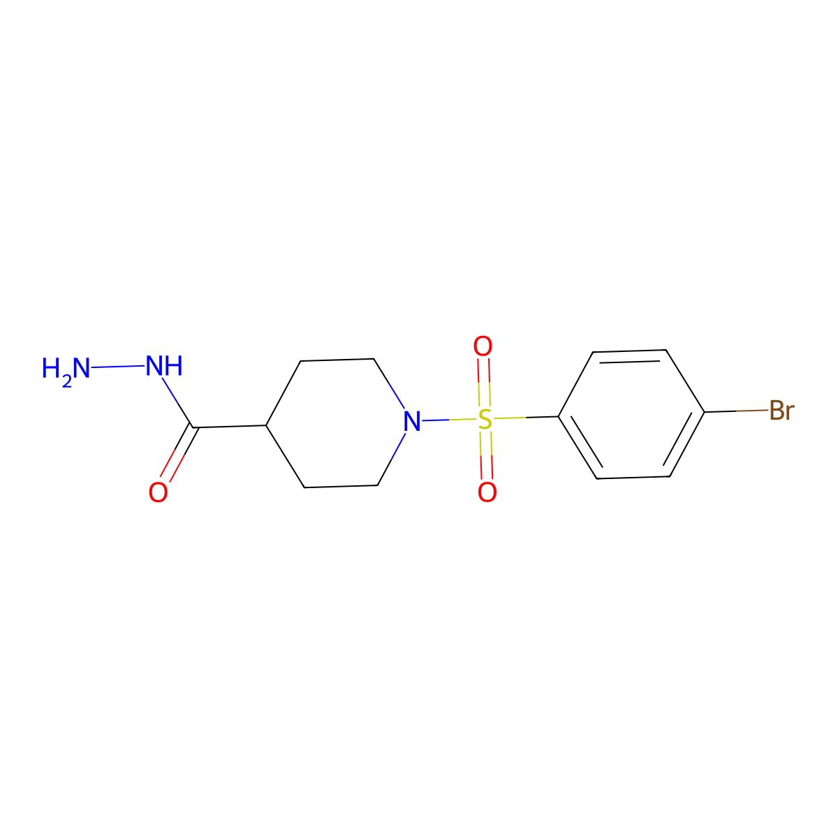 1-[(4-Bromophenyl)sulfonyl]piperidine-4-carbohydrazide molecular structure, CAS 590376-86-6